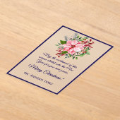 Navy Pink Green Poinsettia Frosted Christmas Card アクリル招待状 (レイダウン)
