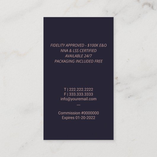 Navy & Pink Quillロゴ 名刺 (裏面)