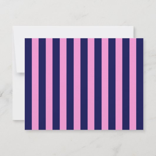 Navy Pink Striped Wavy Frame Note Card 招待状 (裏面)