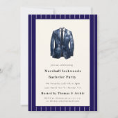 Navy Pinstripe Suit Bachelor Party Invitation 招待状 (正面)