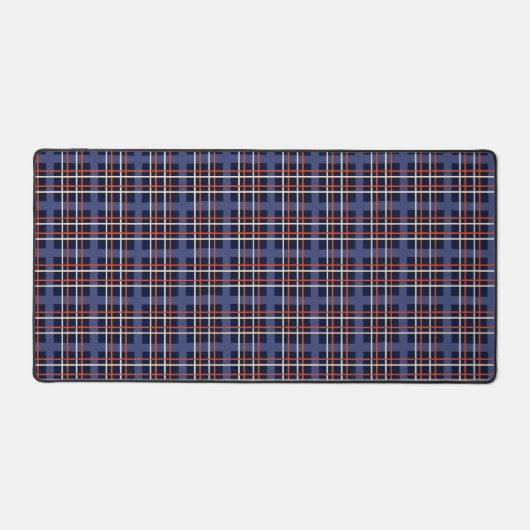 Navy plaid desk mat for men gaming coding デスクマット (正面)