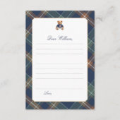 Navy Plaid Teddy Bear Time Capsule Card 招待状 (正面)