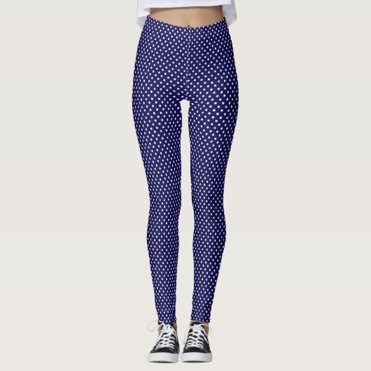 Navy Polka Dot Active Leggings レギンス (正面)