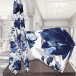 Navy Poppy & Peony Garden Wedding Neck Tie ネクタイ<br><div class="desc">A classic navy blue and white wedding neck tie featuring a luxury watercolor painted fabric of navy blue poppies and peony in a silver and dusty blue garden. This navy blue and white floral neck tie is suitable for any occasion.</div>