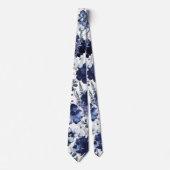 Navy Poppy & Peony Garden Wedding Neck Tie ネクタイ (正面)