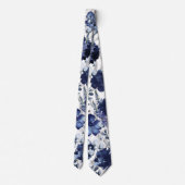 Navy Poppy & Peony Garden Wedding Neck Tie ネクタイ (裏面)