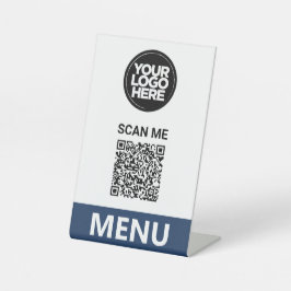 Navy QR Code Menu | Logo Contactless Modern 台座サイン