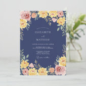 Navy Radiant Botanical Wedding 招待状 (スタンド正面)