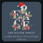 Navy Red Green Peace Christmas Folidsの住所 スクエアシール<br><div class="desc">これもし以上のカスタマイズが必要な場合は感じ、yellowfebstudio@gmail.comで自由にメッセージを送ってください。</div>