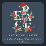 Navy Red Green Peace Christmas Folidsの住所 スクエアシール<br><div class="desc">これもし以上のカスタマイズが必要な場合は感じ、yellowfebstudio@gmail.comで自由にメッセージを送ってください。</div>