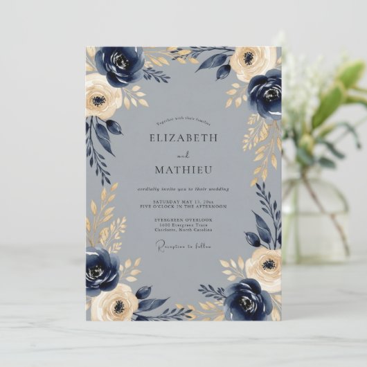 Navy Regal Winter Wedding 招待状 (スタンド正面)