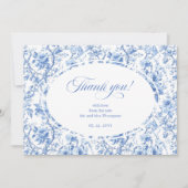 Navy Roses Chic Wedding Thank You Card サンキューカード (正面)