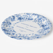 Navy Roses Classic Wedding Paper Plates ペーパープレート (アングル)