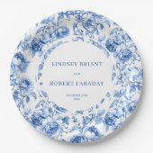 Navy Roses Classic Wedding Paper Plates ペーパープレート (正面)