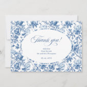 Navy Roses Floral Elegant Wedding Thank You Card サンキューカード (正面)