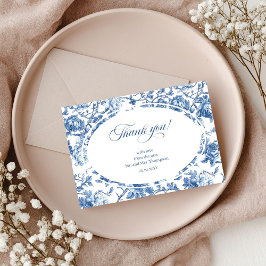 Navy Roses Floral Elegant Wedding Thank You Card サンキューカード