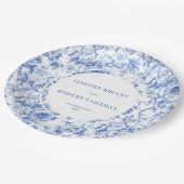 Navy Roses Romantic Wedding Paper Plates ペーパープレート (アングル)