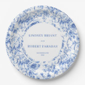 Navy Roses Romantic Wedding Paper Plates ペーパープレート (正面)