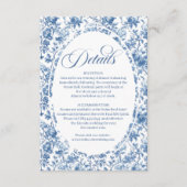 Navy Roses Wedding Floral Elegant Details Card エンクロージャーカード (正面)