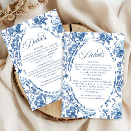 Navy Roses Wedding Floral Elegant Details Card エンクロージャーカード