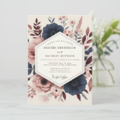 Navy Rosewood Artistic Wedding 招待状 (スタンド正面)