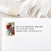 Navy & Rust Light Wood 素朴 Flowers Address ラベル (インサイチュ)