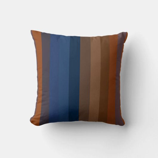 Navy & Rust Vertical Stripes クッション (正面)