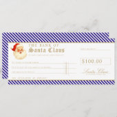 Navy Santa Cheque Gift Voucher Card 招待状 (正面/裏面)