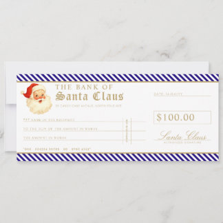 Navy Santa Cheque Gift Voucher Card 招待状