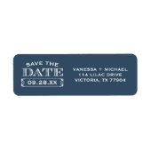 Navy Save the Date Wedding Return Address ラベル (正面)