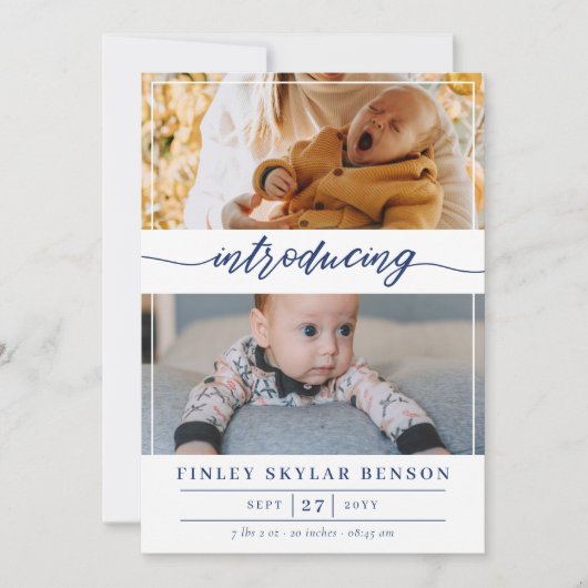 Navy Scriptフォトベビー 案内状 (正面)