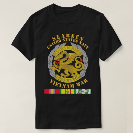 Navy - Seabees Medal - Vietnam War w SVC   Tシャツ (デザイン正面)