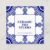 Navy Seamless Mosaic Tile Pattern Ornament スクエア名刺 (正面)