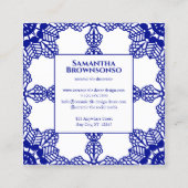 Navy Seamless Mosaic Tile Pattern Ornament スクエア名刺 (裏面)