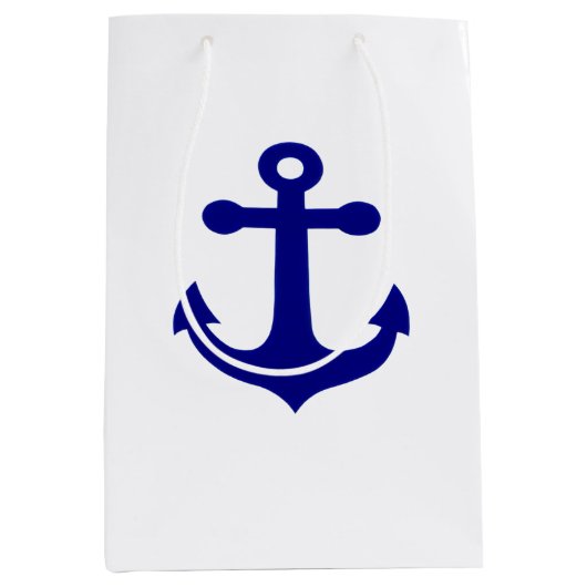 Navy Ship Anchor Nautical  ミディアムペーパーバッグ (正面)