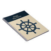 navy ship wheel with Beige name Coastal travel ノートブック (右側)