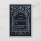 navy silver Arabic arch Wedding エンクロージャーカード (正面)