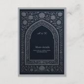 navy silver Arabic arch Wedding エンクロージャーカード (裏面)