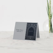navy silver Arabic arch Wedding  guest card サンキューカード (正面)