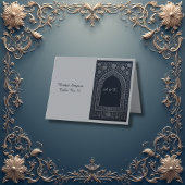 navy silver Arabic arch Wedding  guest card サンキューカード