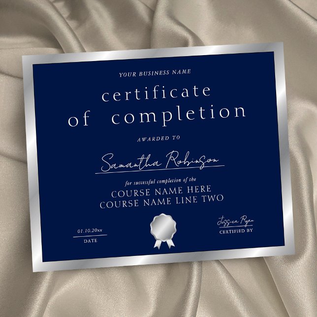 Navy & Silver Certificate of Completion Award (クリエイターアップロード済み)