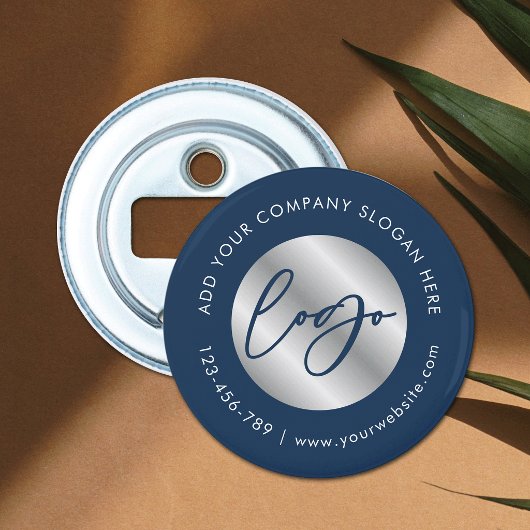 Navy & Silver Company Logo Corporate Gift Promo 栓抜き