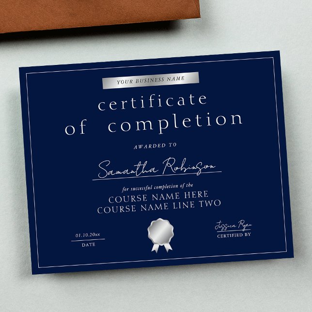 Navy & Silver Completion Certificate Course Award (クリエイターアップロード済み)