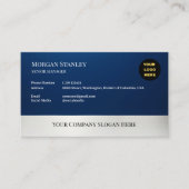 Navy Silver Foil Elegant Frame Design 名刺 (正面)