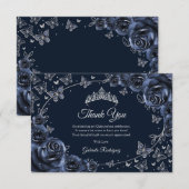 Navy Silver Quinceanera サンキューカード (正面/裏面)