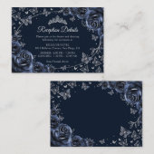 Navy Silver Quinceanera Reception Details エンクロージャーカード (正面/裏面)