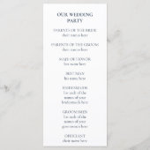 Navy Silver Watercolor Floral Wedding Program プログラム (裏面)