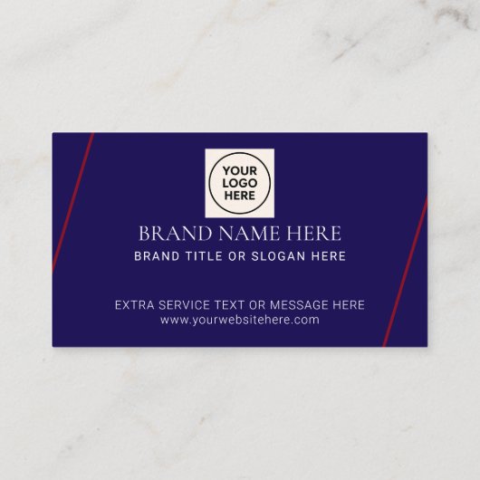 Navy Simple Formal QR Code Professional Modern 名刺 (裏面)