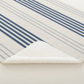 Navy Slate Ticking Stripe Linen Texture シェルパブランケット (3/4)