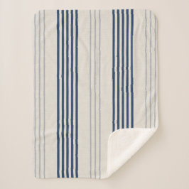 Navy Slate Ticking Stripe Linen Texture シェルパブランケット